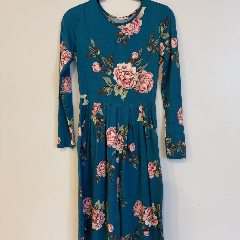 Floral Teal Kids Dress